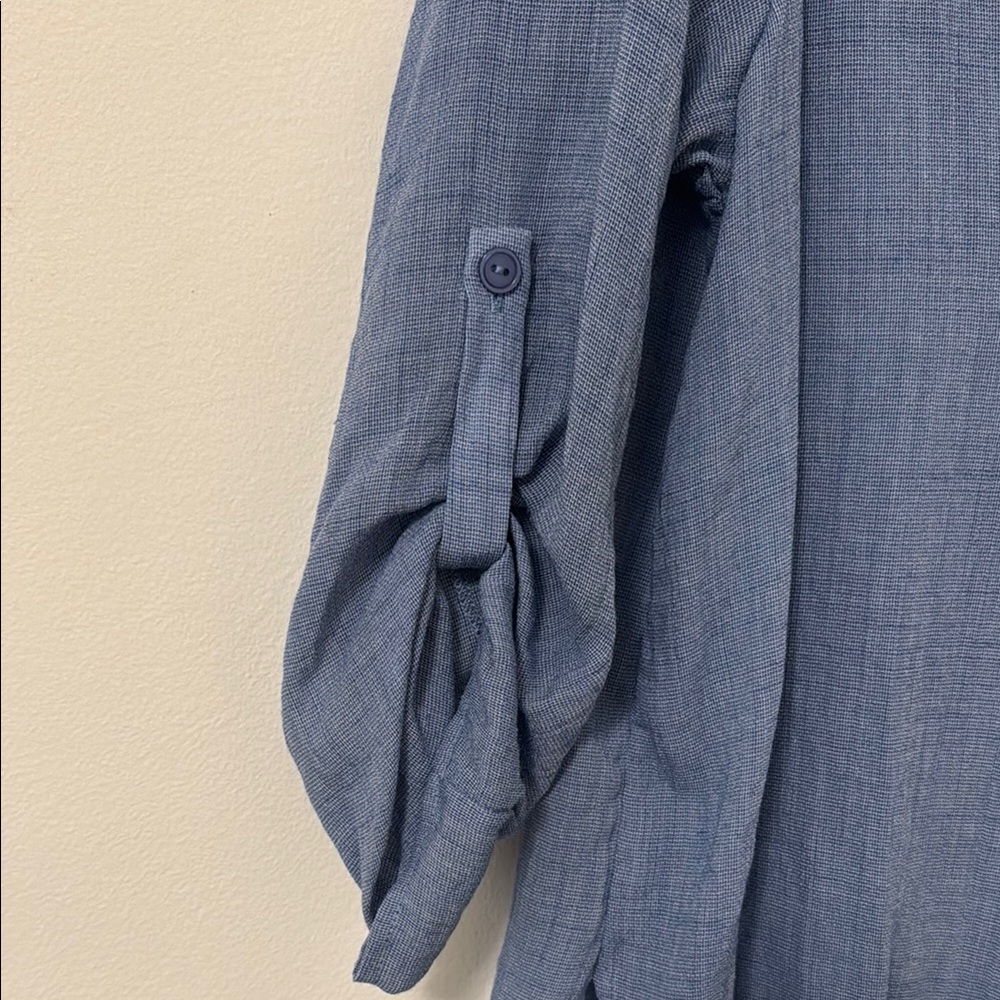 Lush Light Blue V-Neck Roll-Tab Sleeve Tunic - Picture 3 of 6